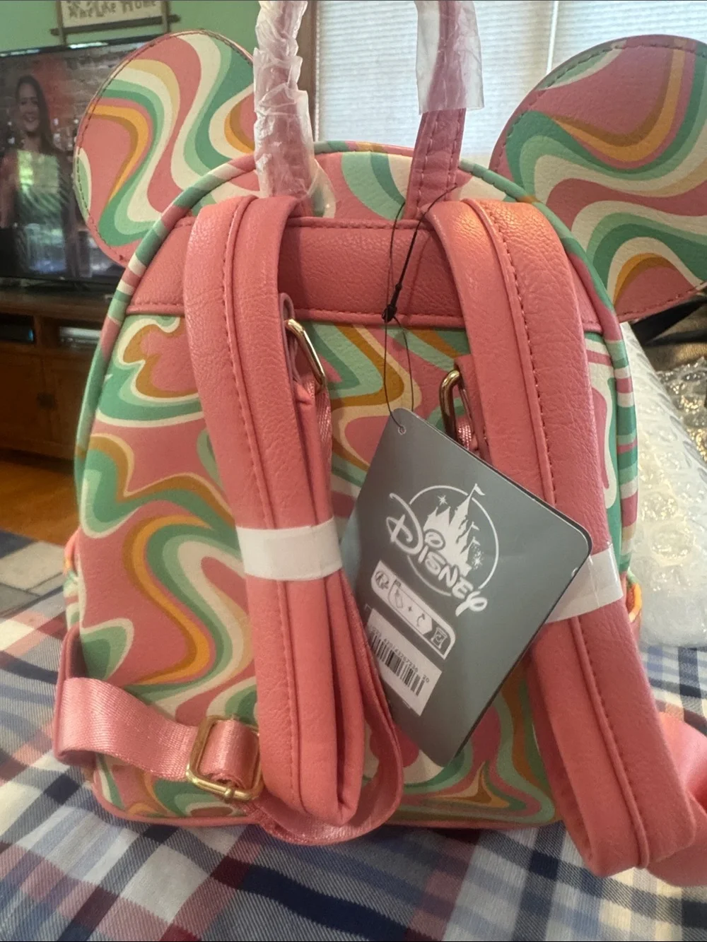 Disney Parks Mint, Pink & White Swirl  Loungefly Backpack